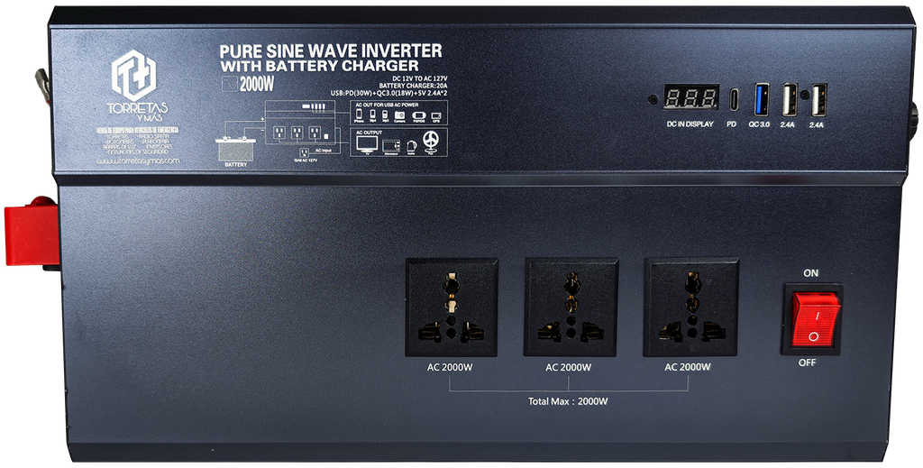 INVERSOR DE CORRIENTE 2000 WATTS CORRIENTE PURA