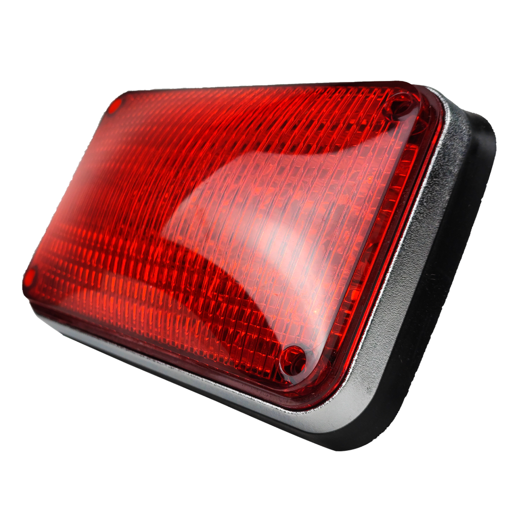 PLAFON 6 X 4 8 LEDS ROJO BISEL CROMADO