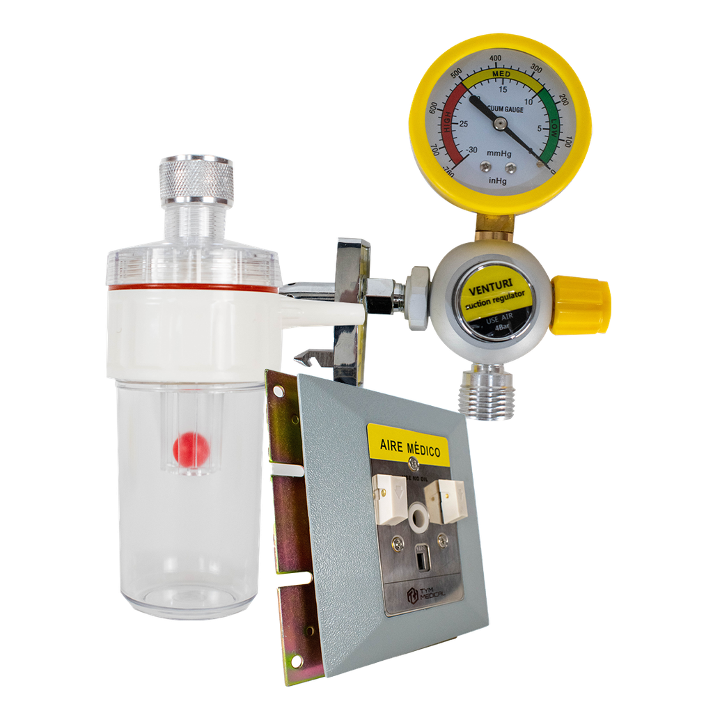 KIT TOMA DE GAS MEDICO CON FLUJOMETRO Y VASO REGULADOR